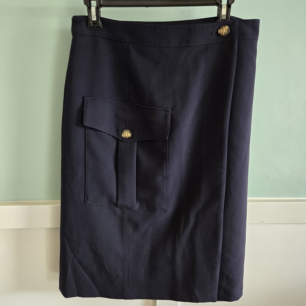 Banana Republic NEW Women's Skirt Navy Wrap Midi Wrap Size Medium